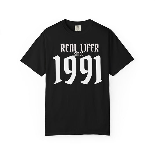 REAL LIFER 1991 T-Shirt, Vintage Year Tee, Birthday Gift Shirt, Unisex Retro Style Top, Gift for 30th Birthday, Comfortable Casual Wear